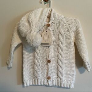 Elegant baby New beautiful creamy white sweater with hood. With tags